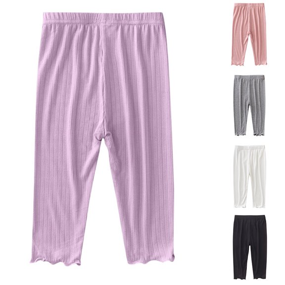 QSXADF Toddler Girls Stretchy Legging UnderPants Girls Legging Style Soft Stretchy Fabric Capris Pants Summer Solid Color Everyday Wear Children's Trousers