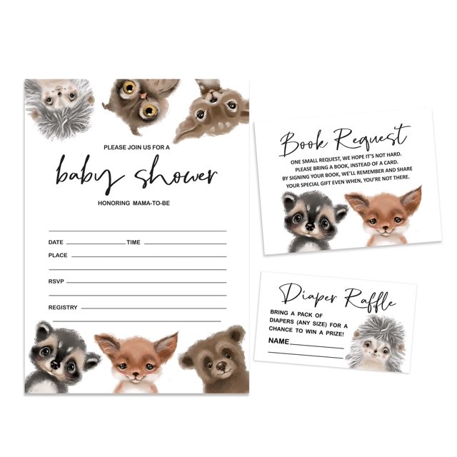 Inkdotpot Set Of 30Safari Baby Shower Invitations-Diaper Raffle Tickets And Baby Shower Book Request Cards Jungle Animals Invites Its A Boy Its A Girl