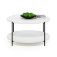 thumbnail image 3 of Furinno Besi 2-Tier Modern Round Coffee Table Table with Sturdy Metal Legs, White/Black, 3 of 5
