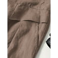 thumbnail image 4 of Women' s Culottes Linen Blend Wide Leg Pants Casual Capri Pants Cropped Pants Elastic Waist Palazzo, 4 of 5