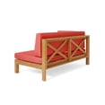 thumbnail image 3 of Benjara Juna Outdoor Left Arm Bench- Cross-Back Open Slat- Red- Acacia Wood, 3 of 5