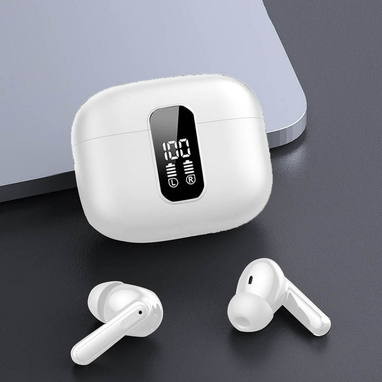 Weerihhol Pc37x Wireless Wireless Earphones With Noise Cancelling Mic Control LED Digital Display Ear Buds White Walmart