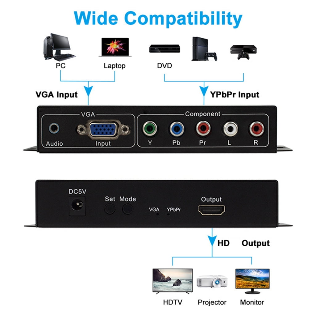 YpbPr/VGA To HDTV 1080P Converter Supporting 1080P For Home Or Office Use