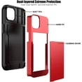 thumbnail image 2 of KOMI pour iPhone 13 Pro Étui avec Porte-Cartes [Ranger 5 Cartes] Double Couche Robuste Antichoc Étui Portefeuille iPhone 13 Pro avec Fente pour Carte Cachée Grand Étui de Rangement pour iPhone 13 Pro (Rouge), 2 of 5