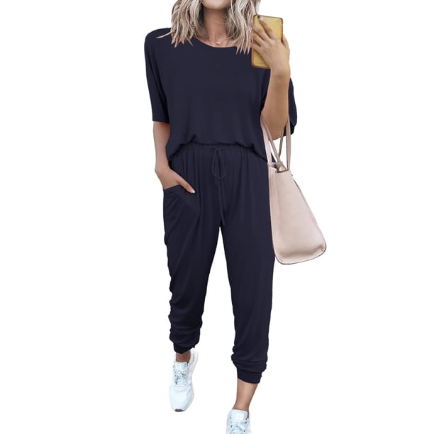 Conjunto Deportivo PRETTYGARDEN de Dos Piezas para Mujer Azul Marino Talla M