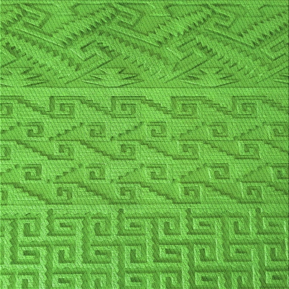 Ahgly Company Indoor Square Patterned Dark Lime Green Area Rugs, 5' Square