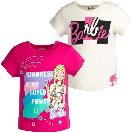 

Barbie Toddler Girls 2 Pack Graphic T-Shirts White / Pink 3T