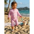 thumbnail image 6 of BemeyourBBs Newborn Baby Girl Pink One Piece Swimsuit Infant Girl Bathing Suit Flower Print Rash Guard Long Sleeve Zipper Ruffle Swimwear Summer Pool Beachwear, 6 of 9