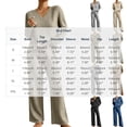 thumbnail image 7 of Women's 2 Piece Loungewear Outfits Ribbed Knit V Neck Long Sleeve Top and Wide Leg Pants Sets Soft Warm Fall Winter Casual Tracksuit Black, 7 of 7