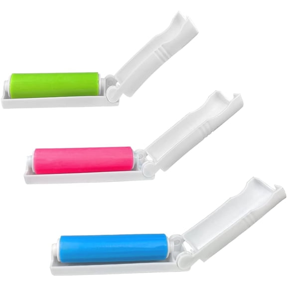 MXOYOXM 3-Pack Foldable Mini Lint Rollers, Reusable Portable Roller for Removing Lint, Dust, Hair & Pet Hair, Blue Green Pink