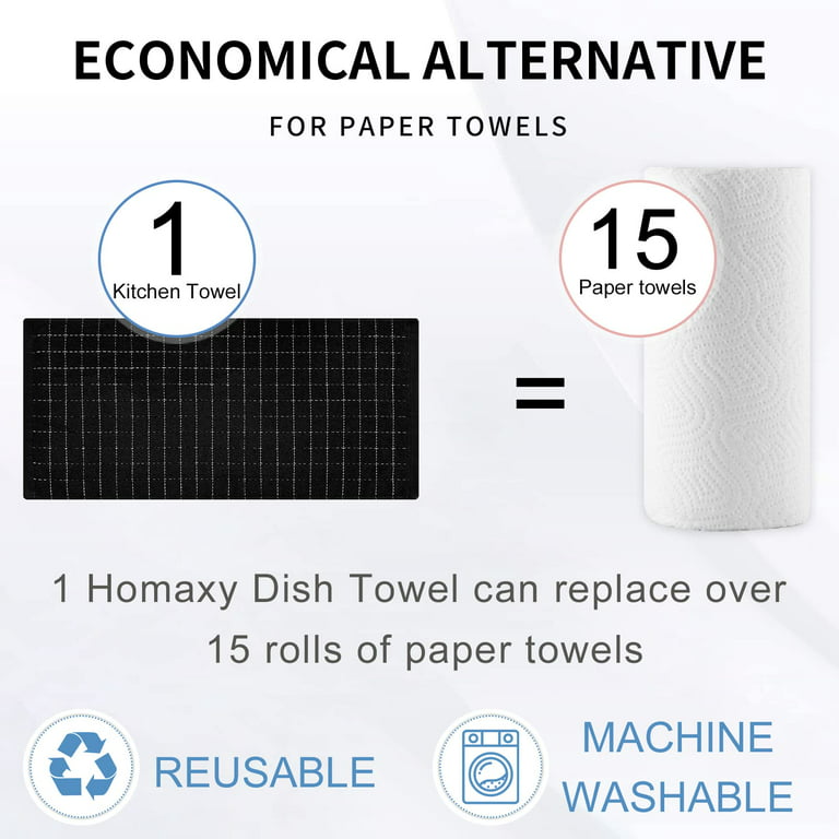 Homaxy 100% Cotton Kitchen Towels and Dishcloths Set, 12 x 12 Inches and 13  x 28