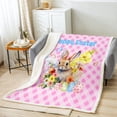 thumbnail image 2 of Spring Easter Bunny Throw Blanket 40x50,Purple Buffalo Checkered Fleece Blanket,Colorful Easter Eggs Fuzzy Blanket,Cute Rabbit Botanical Flowers Sherpa Blanket Easter Decorations, 2 of 6