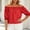Red, variant on Women Blouse off Shoulder Elastic Ruffle Neck Three Quarter Bubble Sleeve Frill Cuff Loose Casual Top Gray XXL