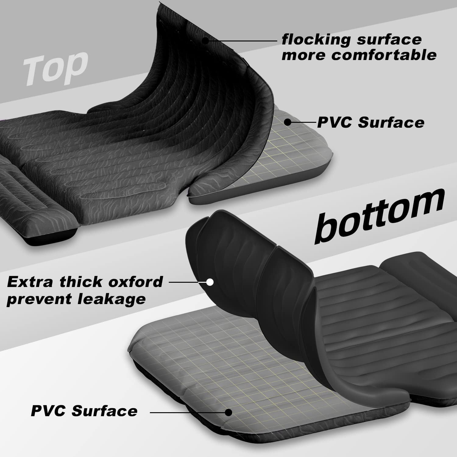 Umbrauto SUV Air Mattress Inflatable Car Air Beds Sleeping Pad Camping Trunk Bed with Electric Air Pump, Black