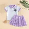 thumbnail image 2 of Xyant Toddler Girl Sports Outfit Short Sleeve Lapel Tops Tennis Mini A Line Skirt Little Girl Casual Cute 2 Pcs Clothes Set (Purple,2-3 Years), 2 of 7