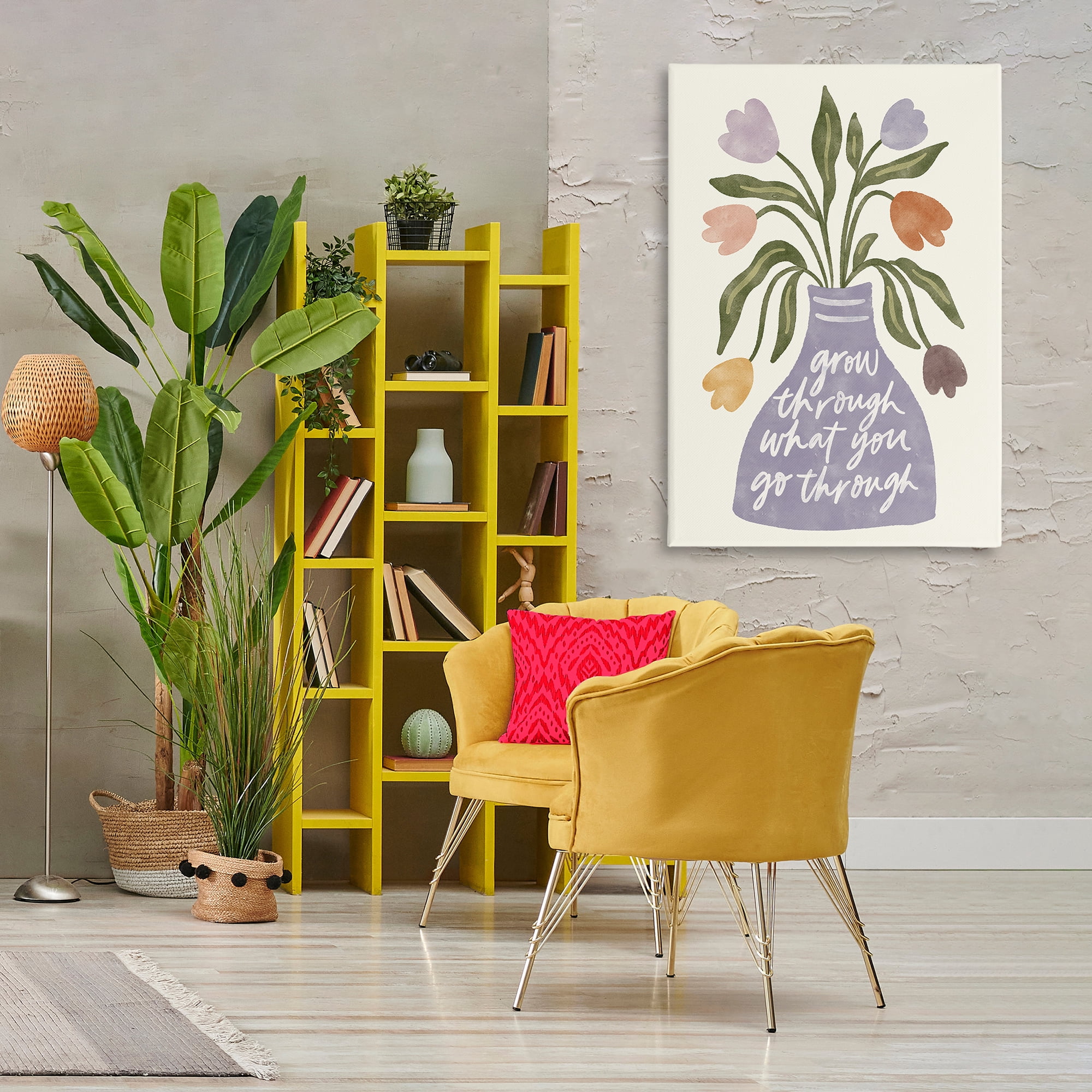 Stupell Industries What You Go Through Flowers Plants & Flowers Painting Wrapped Canvas Art Print Wall Art, 30 x 45