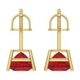 thumbnail image 4 of 4 Ct Princess Cut Studs Red Ruby 14K Yellow Solid Solid Gold Everyday Dainty Earrings Screw Back, 4 of 7