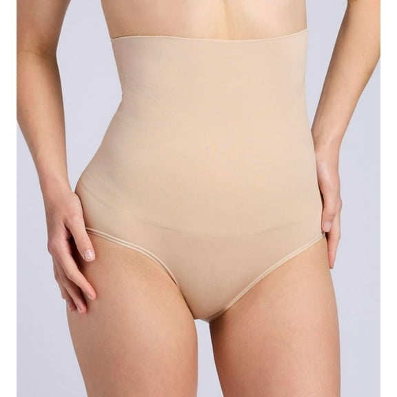 Women's Self Expressions 00523 Slim Waister High Waisted Brief (Latte Lift L)