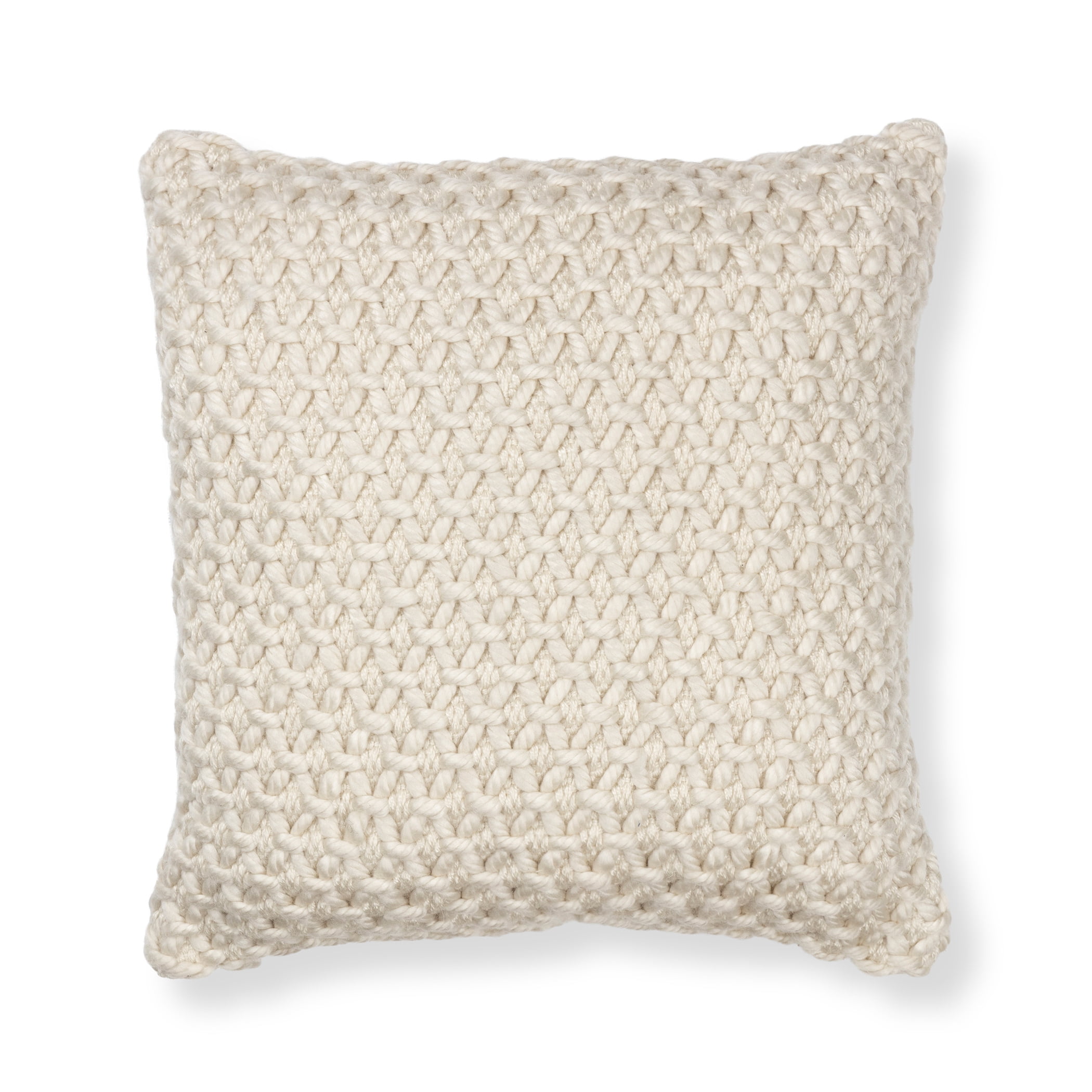 (1 pack) Mainstays Honeycomb Ivory Throw Pillow, 18" x 18" (1 count)
