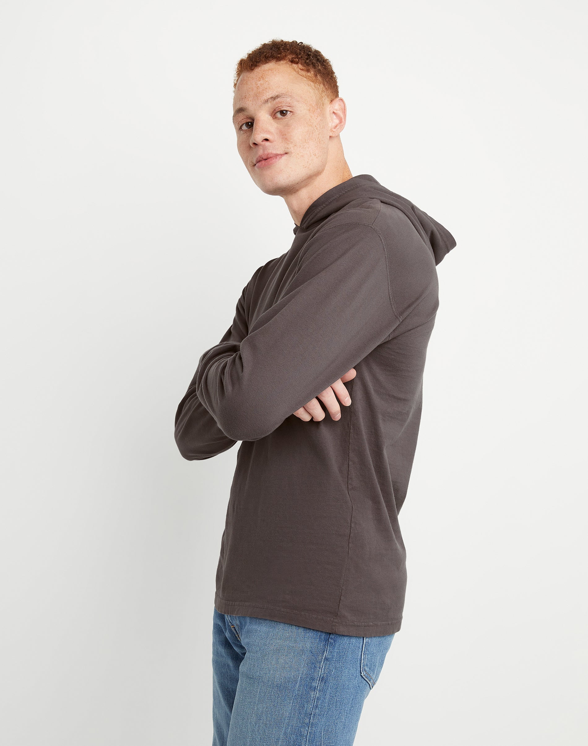 Hanes Men's Garment Dyed Cotton Long Sleeve T-Shirt Hoodie, Sizes S-3XL
