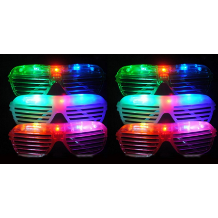 Wholesale Spun Glass - LWS LA Wholesale Store 12 Light Up Shutter Glasses LED Shades Sun Glasses Flashing Rock Wedding Party