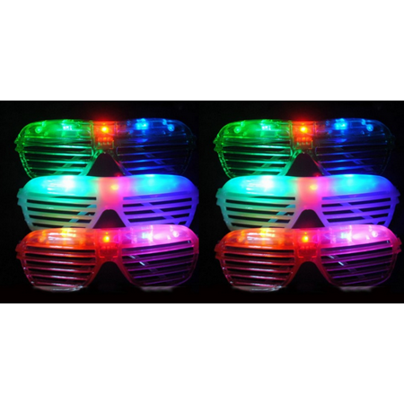 LWS LA Wholesale Store  12 Light Up Shutter Glasses LED Shades Sun Glasses Flashing Rock Wedding Party