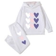 thumbnail image 4 of mgoYE Girls Size 7 Clothes Boys Clothes Solid Long Sleeve Hoodie Sweatshirt and Sweatpants 2Pcs Fall Winter Outfits(White,6-7 Years), 4 of 4