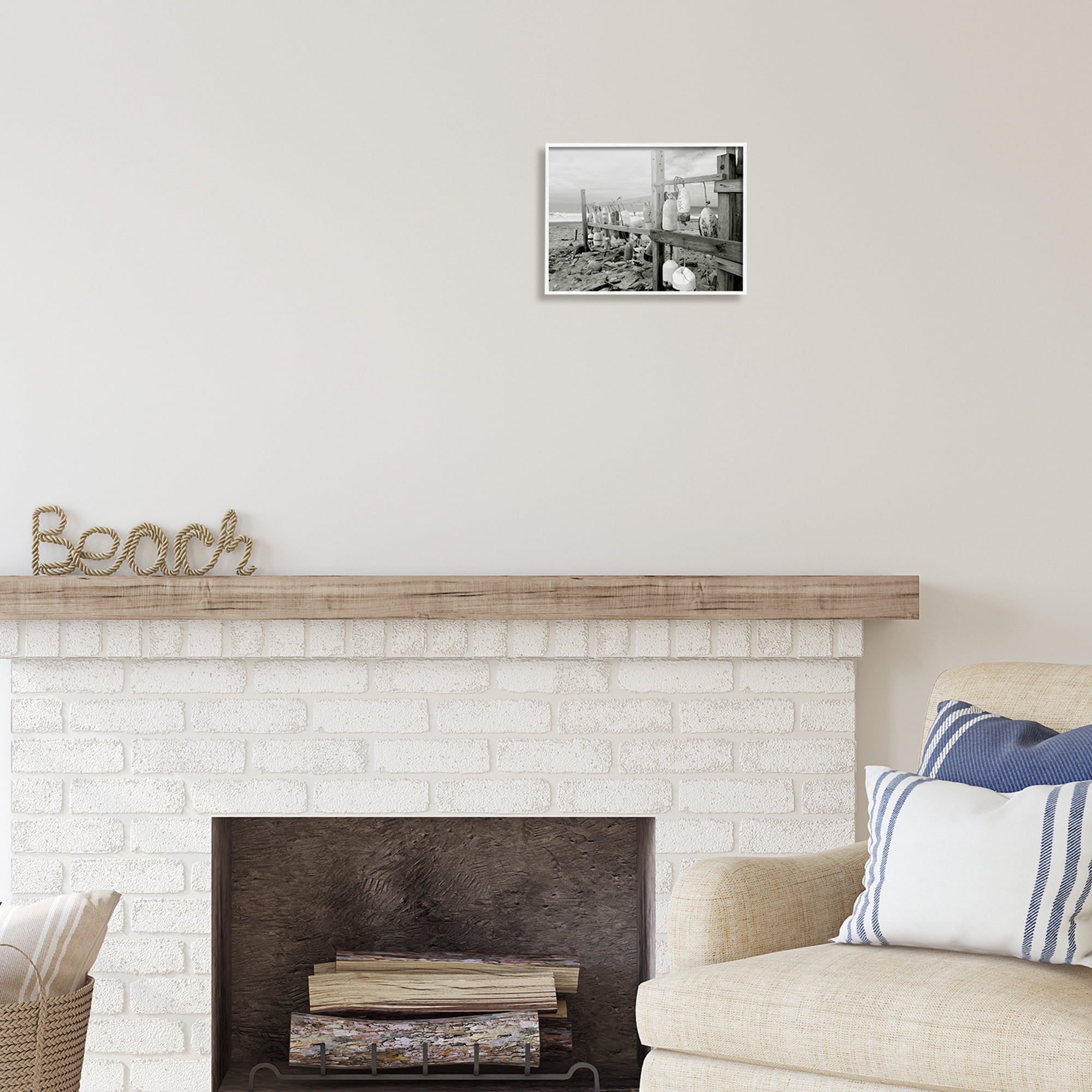 Stupell Industries Nautical Buoys Landscape Landscape Photography White Framed Art Print Wall Art, 14 x 11