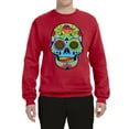 thumbnail image 2 of Wild Bobby, Colorful Floral Sugar Skull Streetwear Unisex Crewneck Graphic Sweatshirt, Red, Small, 2 of 3