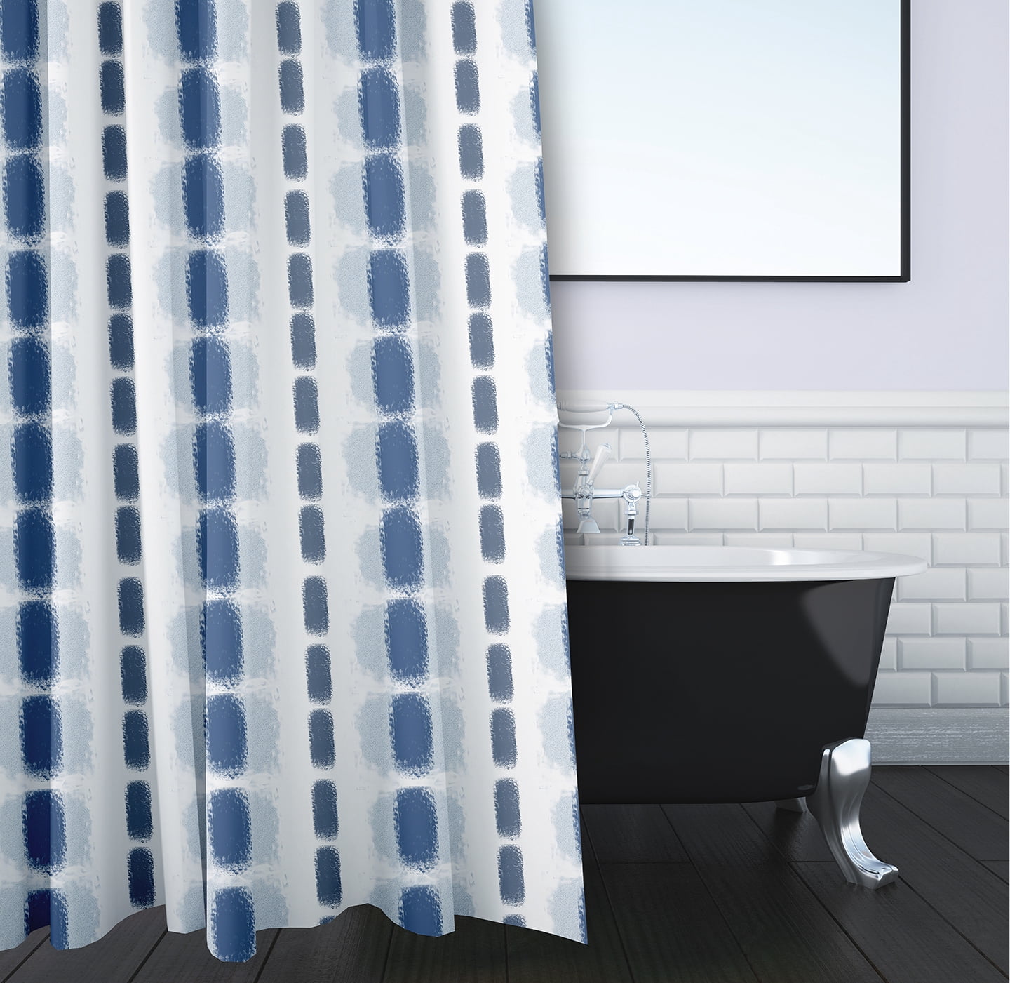 Simply Daisy 71" x 74" Watercolor Stripe Stripe Print Shower Curtain
