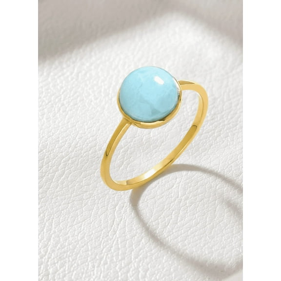Sechi Dainty Larimar Ring in Gold Plated 925 Sterling Silver, Minimalist Blue Gemstone Jewelry for Women (5)