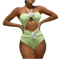 thumbnail image 2 of Summer Fashion Plus Size plus size swimsuit for women Trendy Clothes 2025 Solid Color Sexy Bikini Drawstring Hollow Rose Suspender Up to 65% off!, 2 of 8