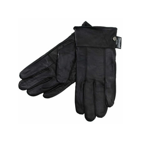 Ladies Leather Driving Gloves - Black Soft Leather Womens 3M Insulated Winter Gloves
