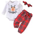 thumbnail image 1 of Pantalones a cuadros con forma de alce navideño AMAWMW para niña de 3 a 6 m, 1 of 7
