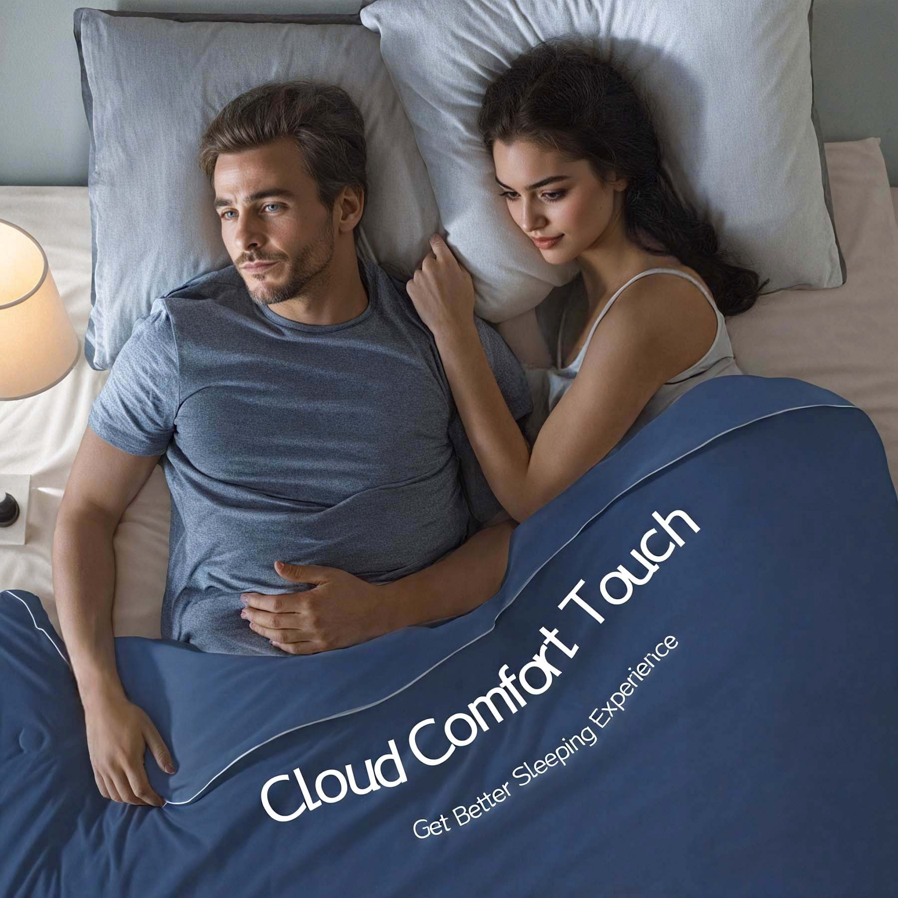 Cooling Comforter Queen Size, Cooling Blankets for Hot Sleepers and Night Sweats,TENCEL™ Lyocell Summer Comforter Blue