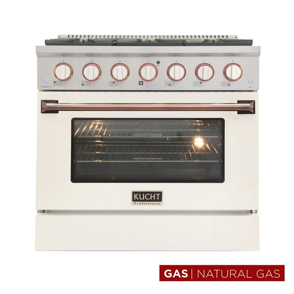 Kucht Professional 36" Stainless Steel Natural Gas Range in Silver/White