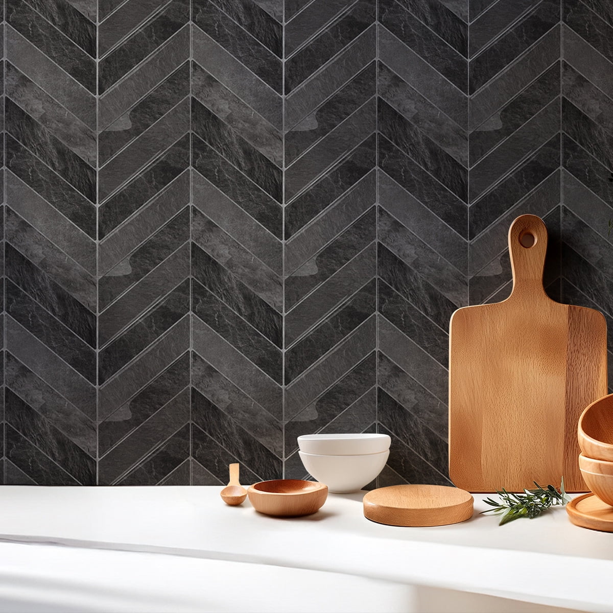 10-Sheet Self-Adhesive Kitchen Tile Backsplash, Dingrich 9x11.4inch 3D Peel and Stick Wall Tile Backsplash Stickers, Wall Decor Stickers for Kitchen, Bedroom, Living Room - Black