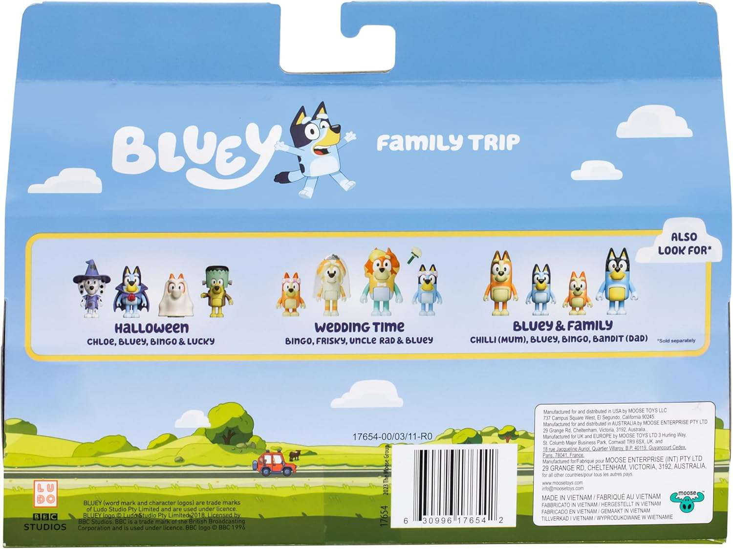 Beach Dad, Mum, Bluey & Bingo Mini Figure 4-Pack (Family Trip)