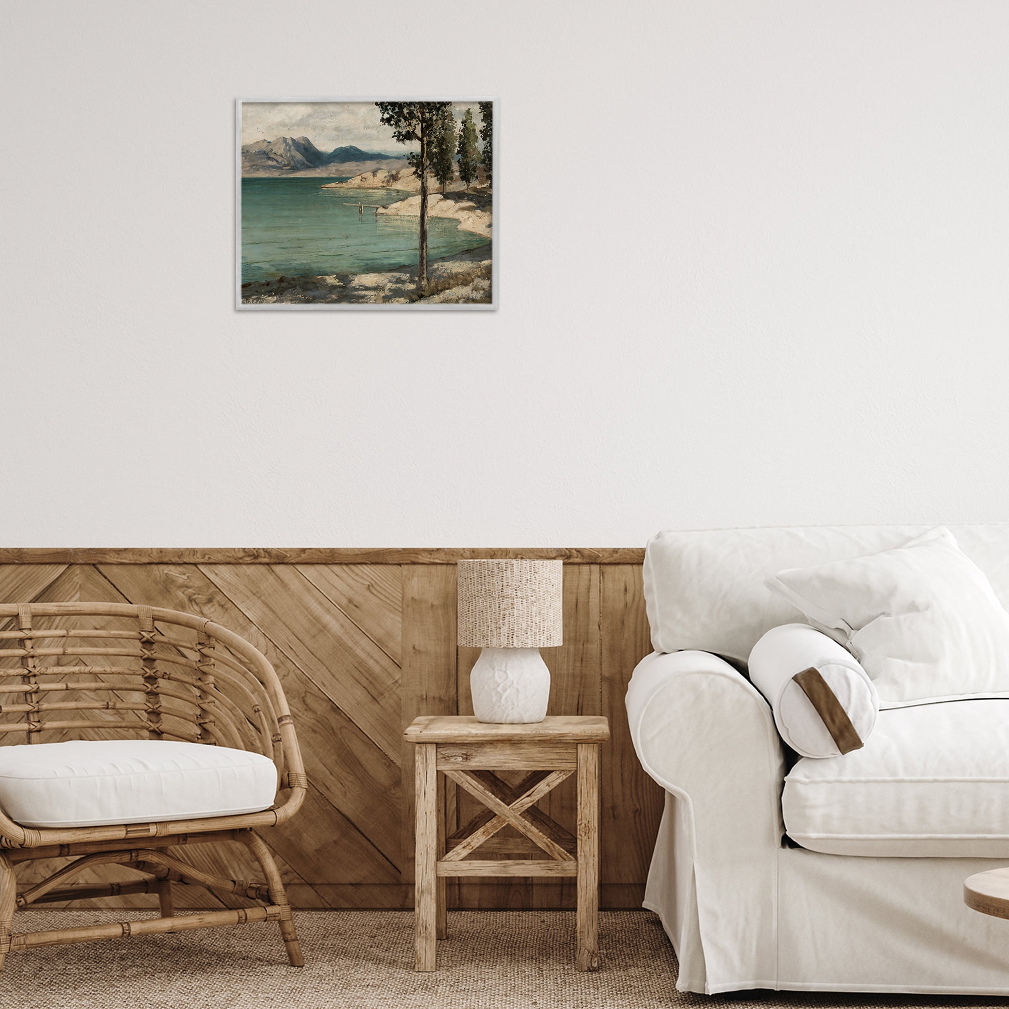 Stupell Industries Tranquil Shore with Trees Gray Framed Giclee Art, design by Arlington Prints