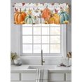 thumbnail image 2 of Fall Orange Green Pumpkin Valances for Windows Sunflower Maple Leaf Wood Grain Kitchen Valance Curtain Rod Pocket Small Curtains for Cafe Bathroom Laundry Basement 60" x 18", 2 of 8