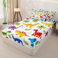thumbnail image 2 of Metsweet Wildlife Dinosaur Zipper Twin Comforter Sets with Fitted Sheet and 2 Pillowcases, Cute Animal Zipper Bedding Set, Blue Red White,4-Piece, 2 of 6