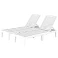 thumbnail image 1 of Set of 2 Outdoor Lounge Chairs, White Waterproof Polypropylene Patio Loungers with 4-Position Adjustable Backrest & Rattan-Like Slatted Design for Backyard and Garden, 1 of 7