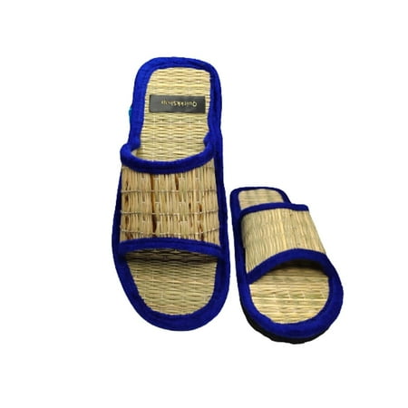 

Quickkshop Natural Korai Grass Mat Eco-Friendly Slider For Women & Girl | Osho Slipper Stylish Comfortable Lightweight (Blue numeric_9)