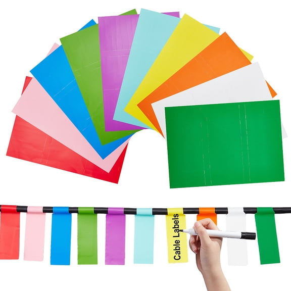 600PCS Cable Labels Tags Self-Adhesive Cable Markers 20 Sheets 10 Colors Size A4 Waterproof Tear Resistant Wire Labels Cable Tags Stickers
