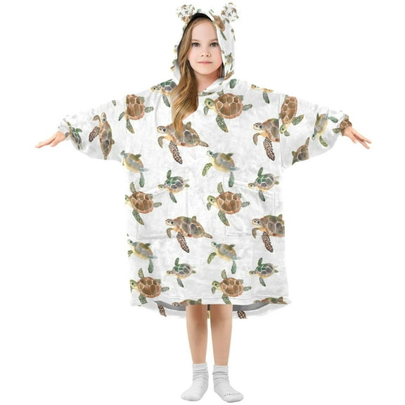 joogoo Wearable Blanket Hoodie for Sea Turtles-b1 Oversized Sherpa Hooded 3-14 YR M