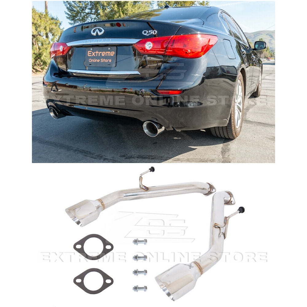Replacement For 2014Present Infiniti Q50 Muffler Delete Axle Back 4.5" Double Wall Dual Tips