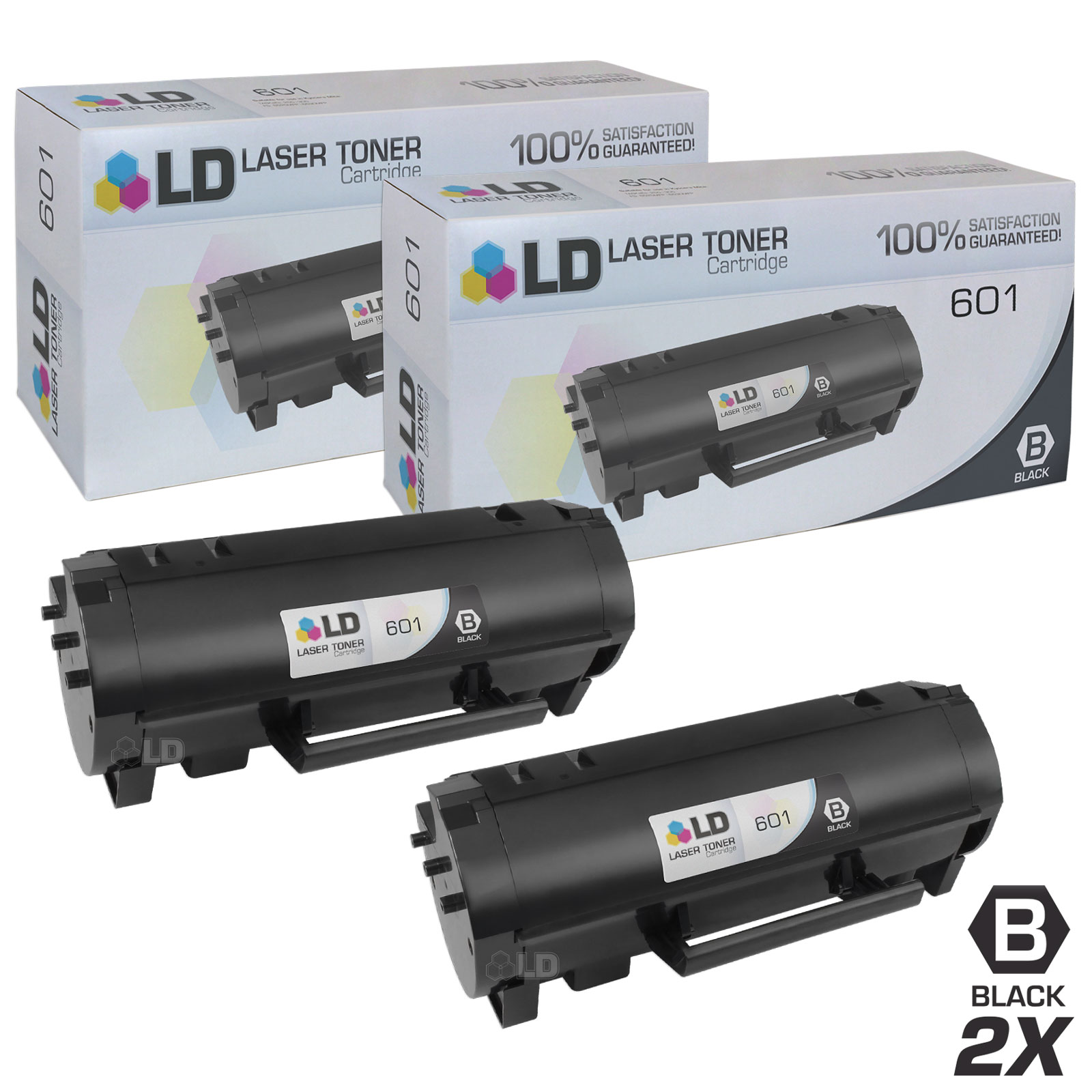 LD Products Compatible Replacements for Lexmark 60F1000 (601) 2PK Black