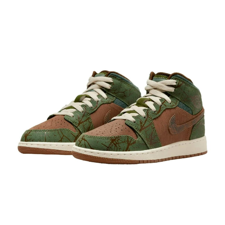 Big Kid's Jordan 1 Mid SS Archaeo Brown/Light Olive (FQ8101 200