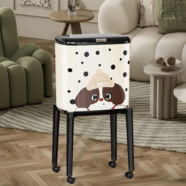 Cubo de basura con ruedas y tapa a presión, gran capacidad, estrecho, con patas , para restaurantes, cocinas, hoteles, lavanderías y dormitorios. Cachorro blanco