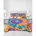 thumbnail image 3 of Colorful Tie-Dye Queen Size Down Alternative Comforter, Lightweight Comforter Quilt Bedding Set with Pillow Shams Ethnic Modern Abstract Watercolor All Seasons Bed Comforter Duvet Insert 90"x96", 3 of 7